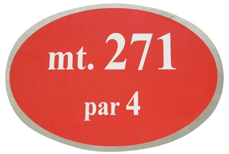 Piastra ovale segnalatore distanza “Course Rating” cm. 35x25 con numerazione