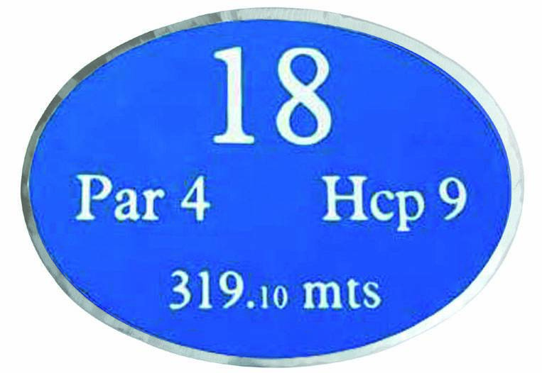 Piastra ovale segnalatore distanza “Course Rating” cm. 35x25 con numerazione